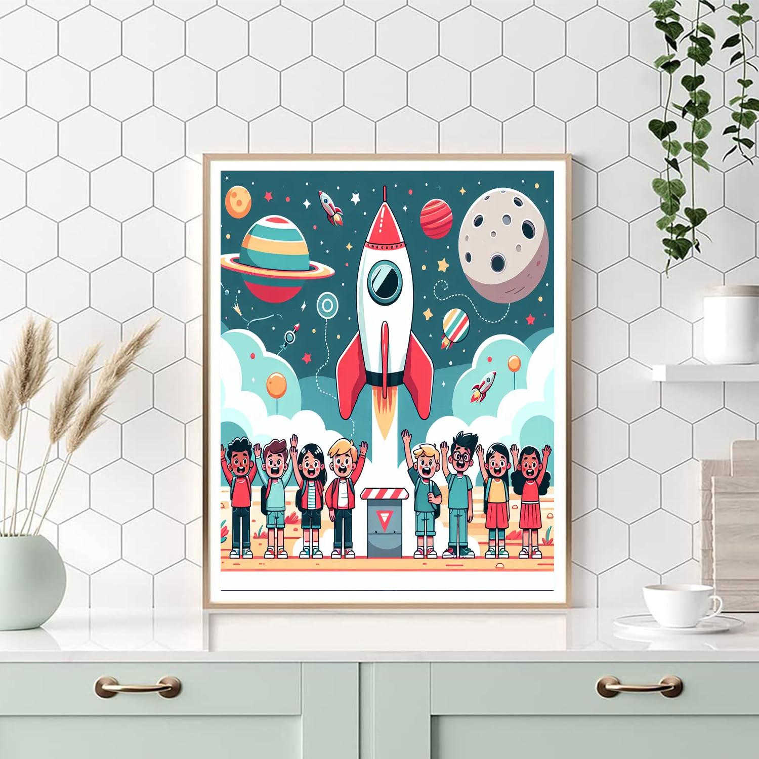 Rocket Launch To Mars Paint By Numbers Art