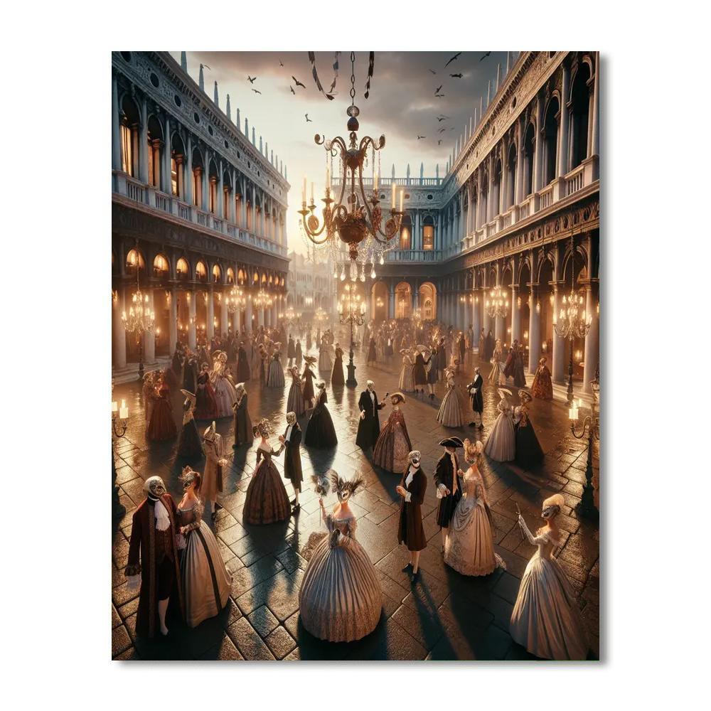 Masquerade Ball In St. Mark's Square - Italy Paint By Numbers Art
