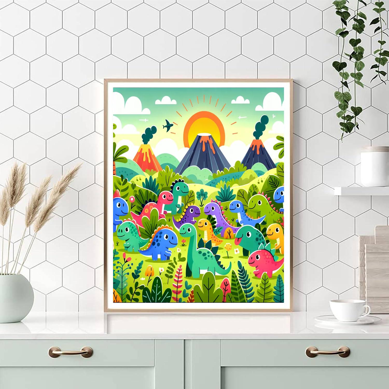 Enchanted Dinosaur Land Painting Number Kit