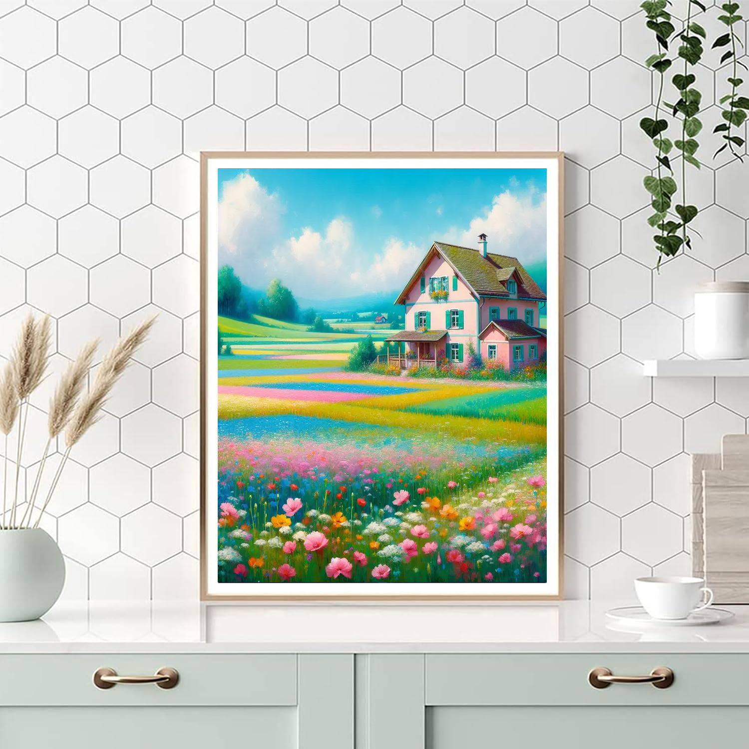 Peaceful Countryside Farmhouse DIY Paint By Numbers