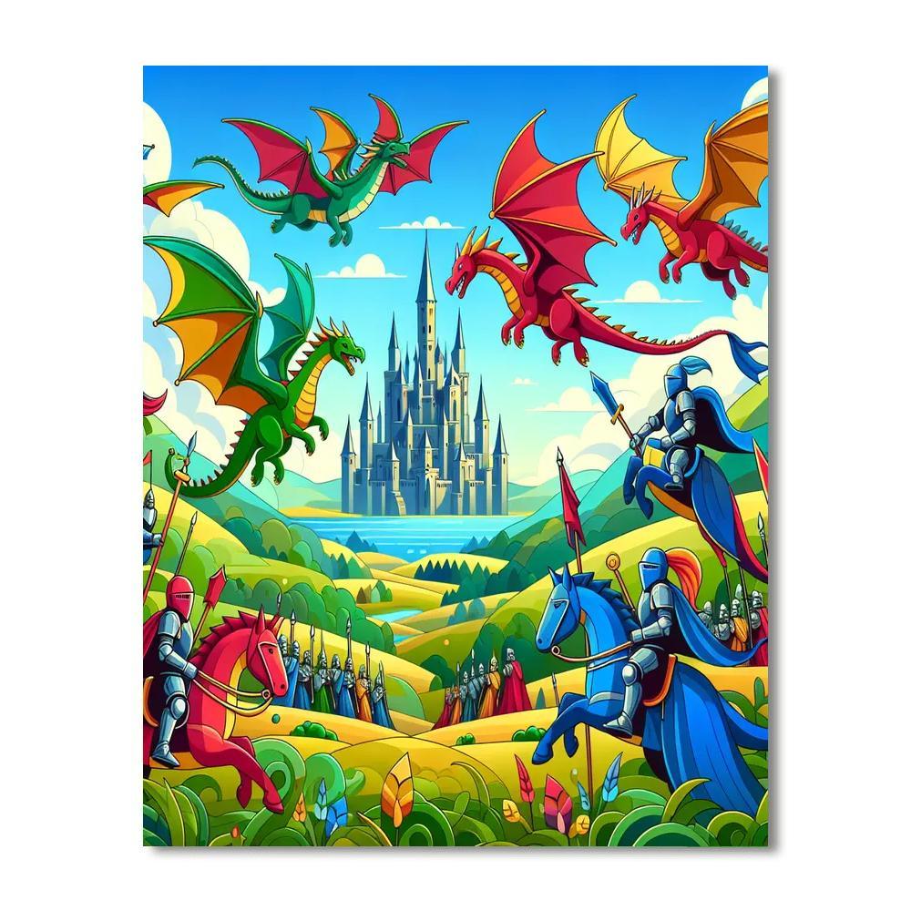 Royal Knights And Dragons Paint By Number