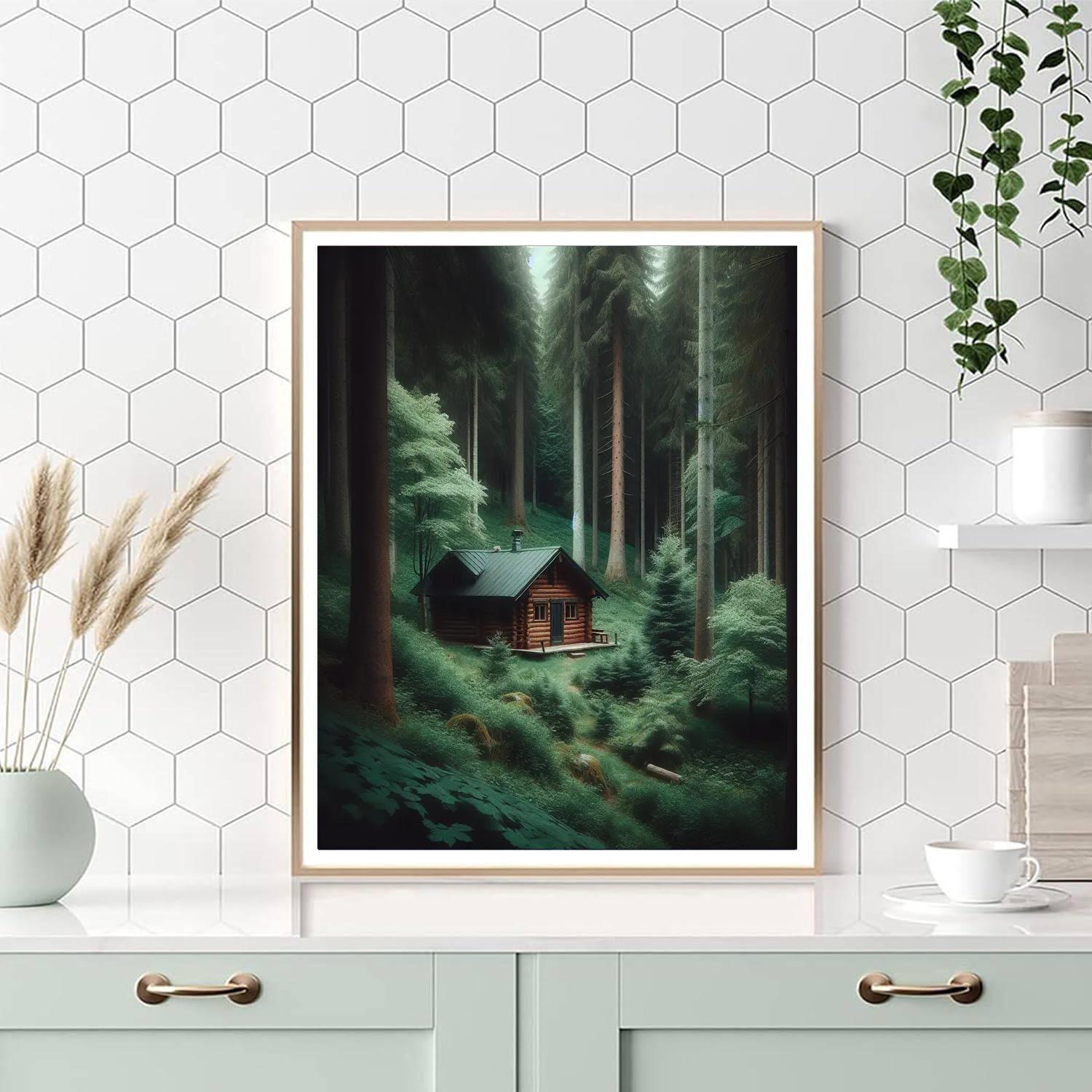 Quiet Forest Cabin Retreat Paint By Numbers Art