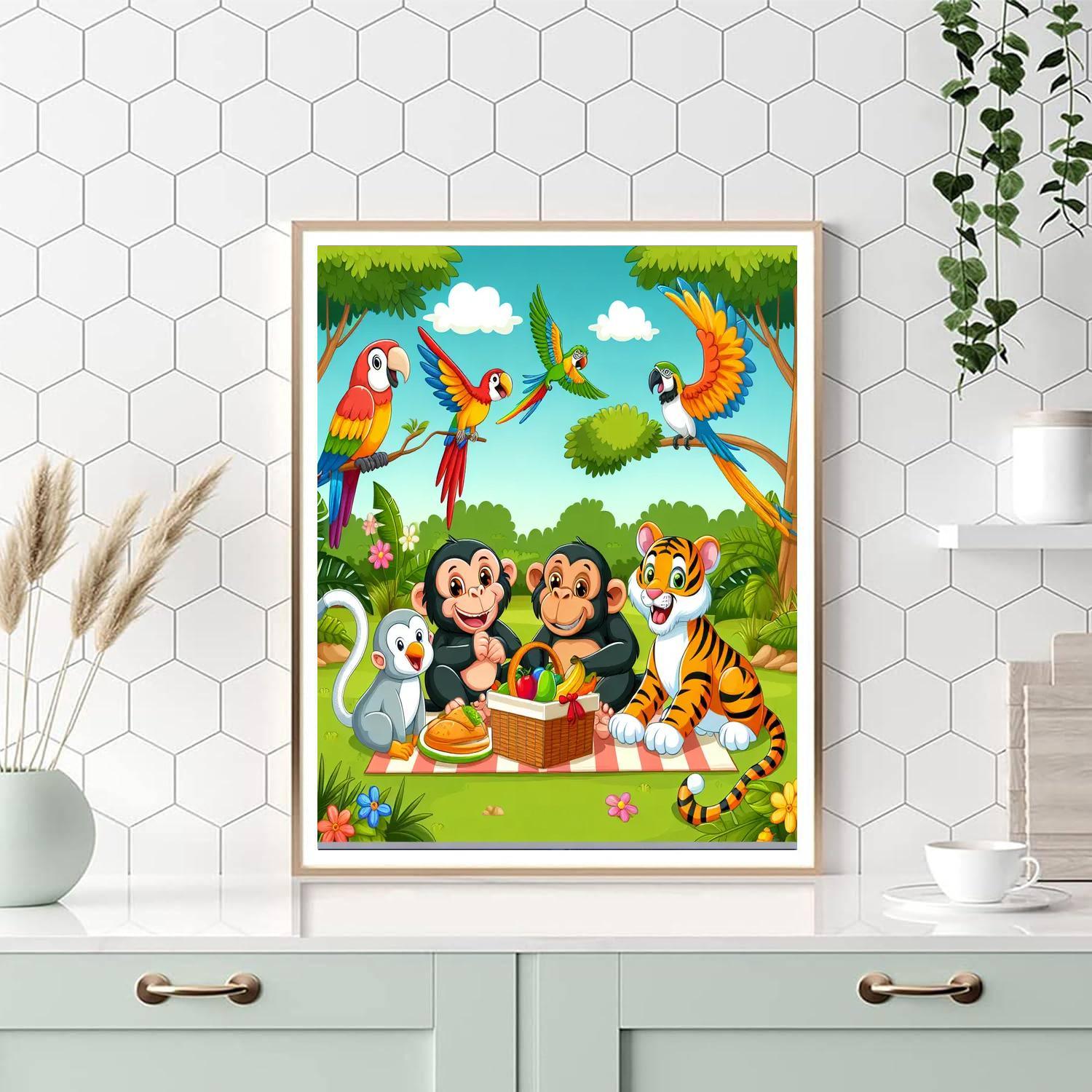 Delightful Jungle Picnic Number Painting