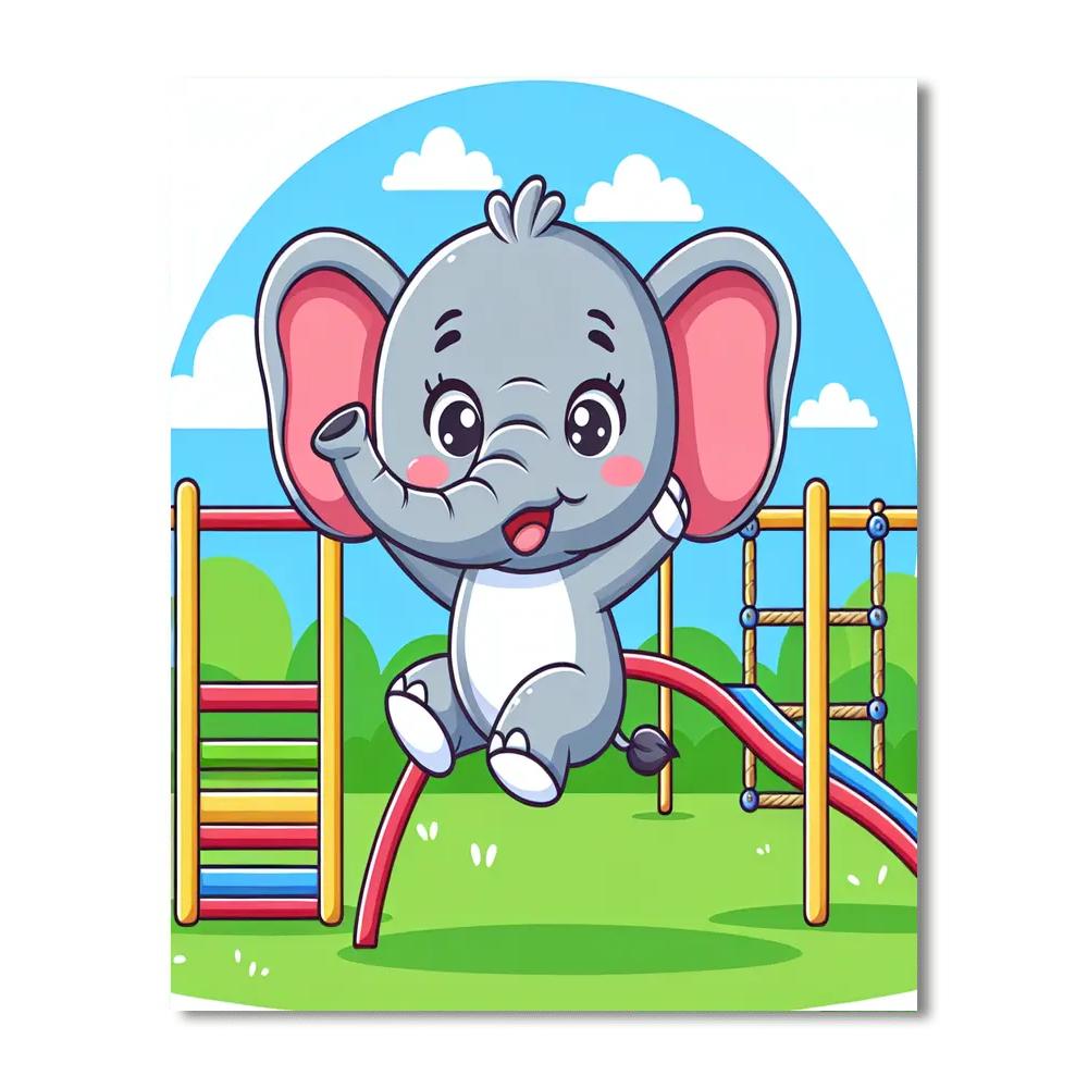 Jungle Gym Elephant Paint By Numbers Art