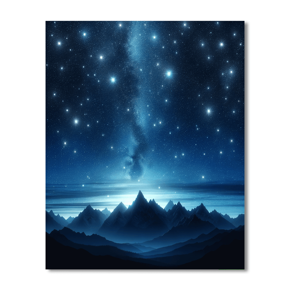 Starry Mountain Night Number Painting