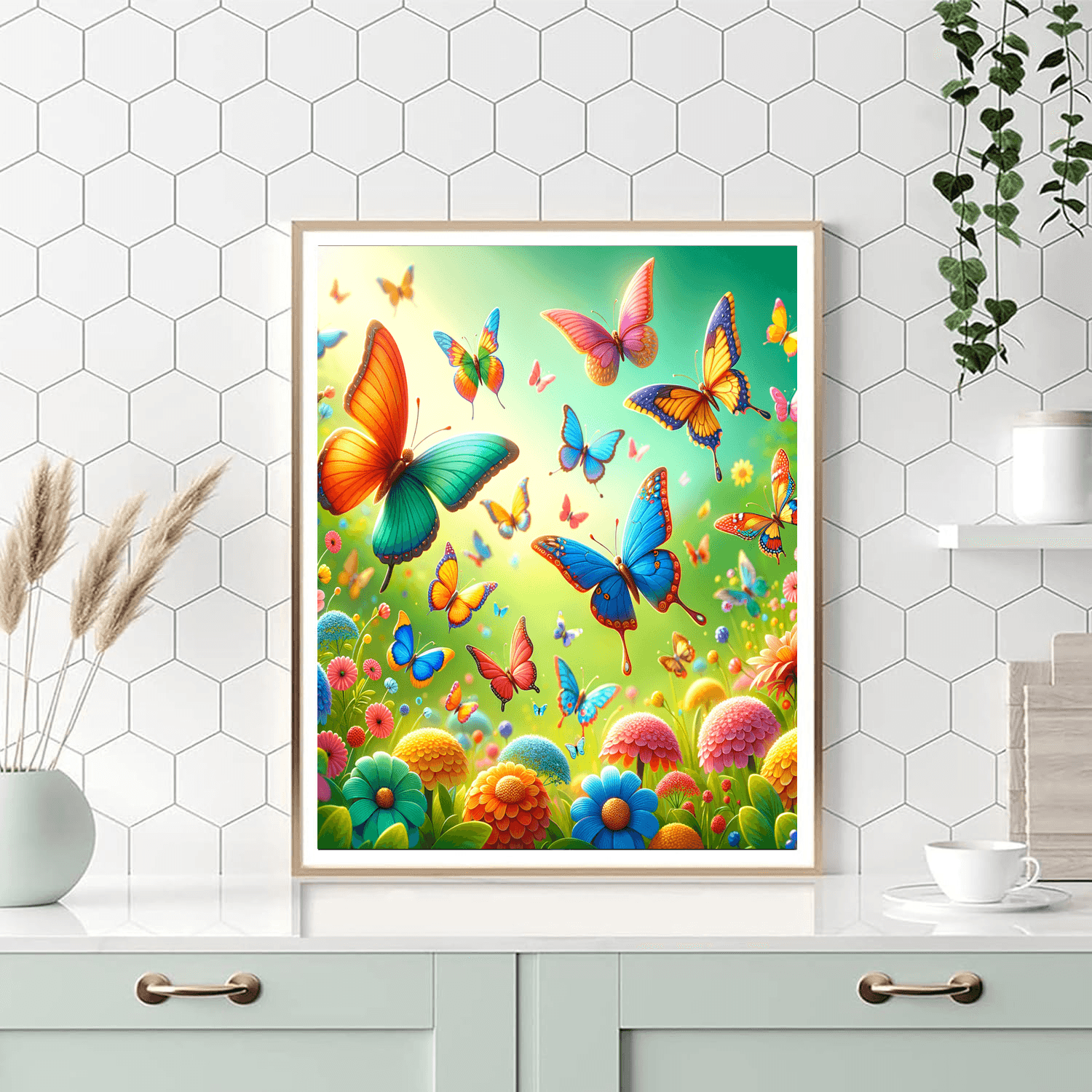 Whimsical Butterfly Gathering Number Painting