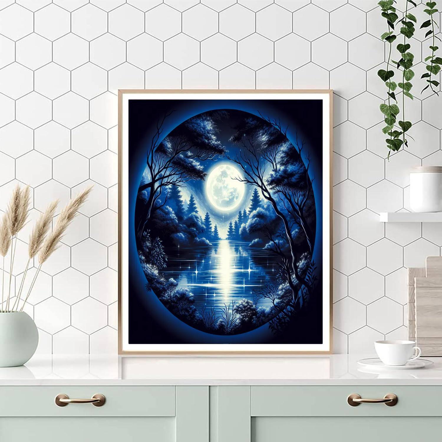 Mysterious Moonlit Lagoon Number Painting