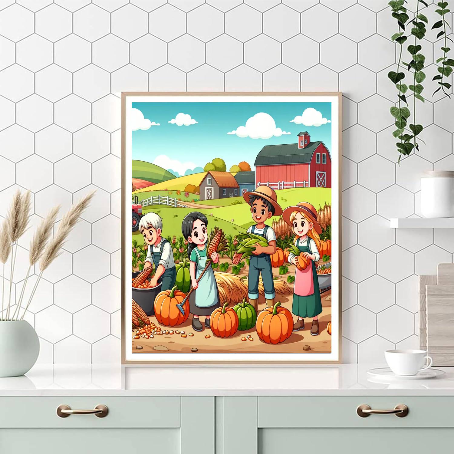 Farm Harvest Time Paint By Numbers Art