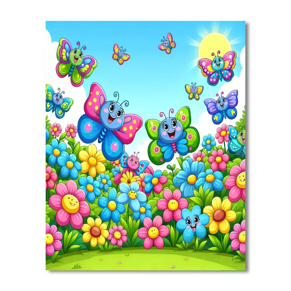 Giggling Butterfly Garden Numbered Painting Kits