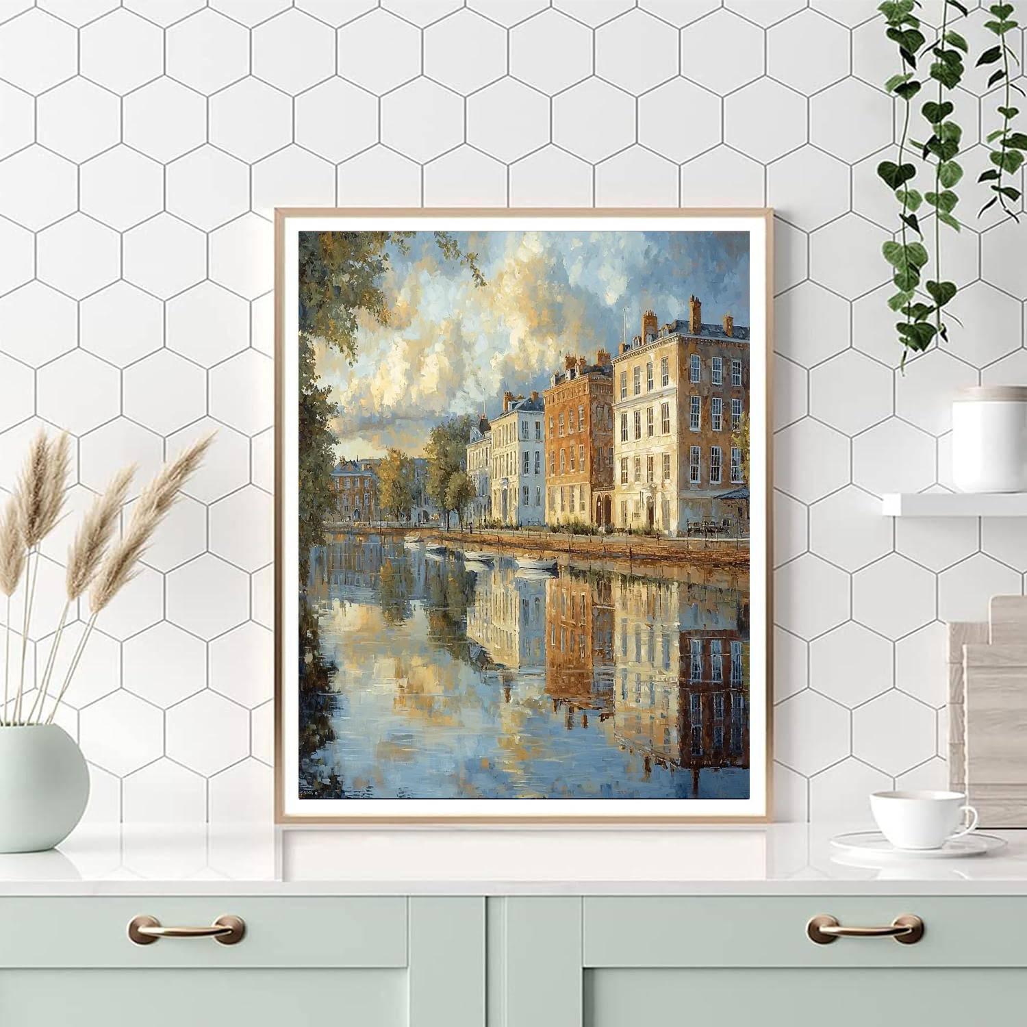 John Constable Inspired Historical Cityscape Reflections  Paint By Numbers Kits