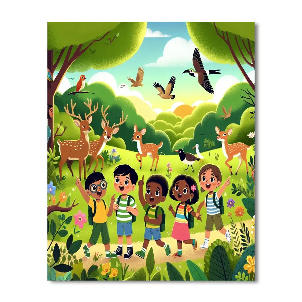 Explorers In The Forest Painting Number Kit