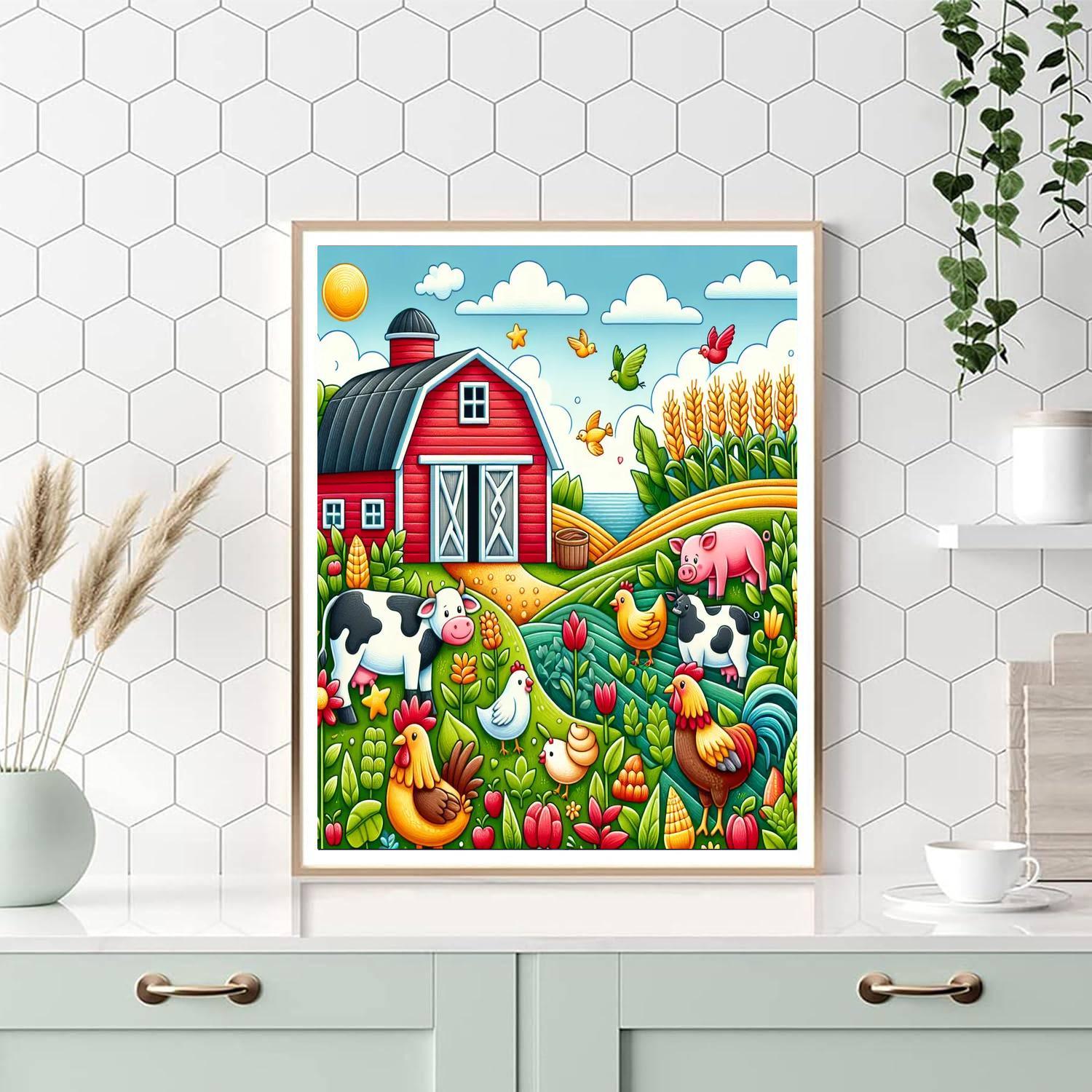 Lively Animal Farm Paint By Numbers Art