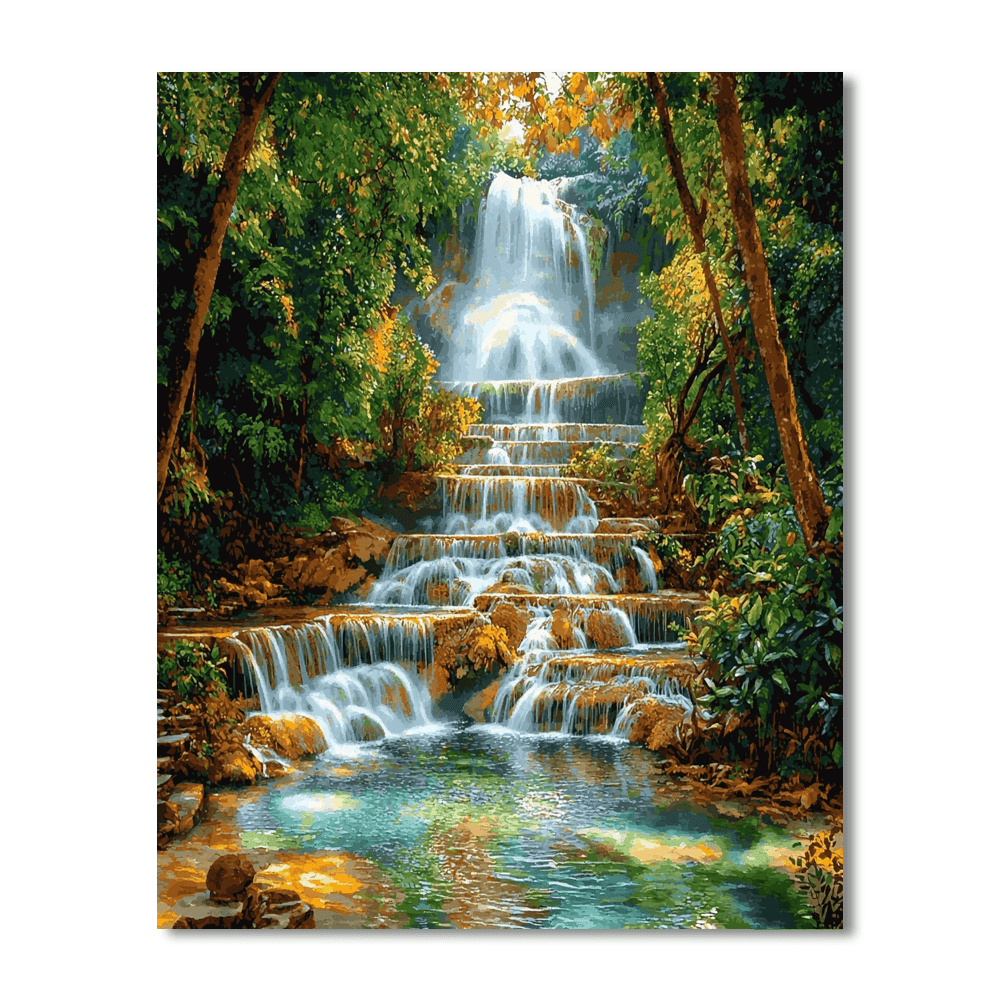 Erawan Waterfalls - Thailand Number Painting