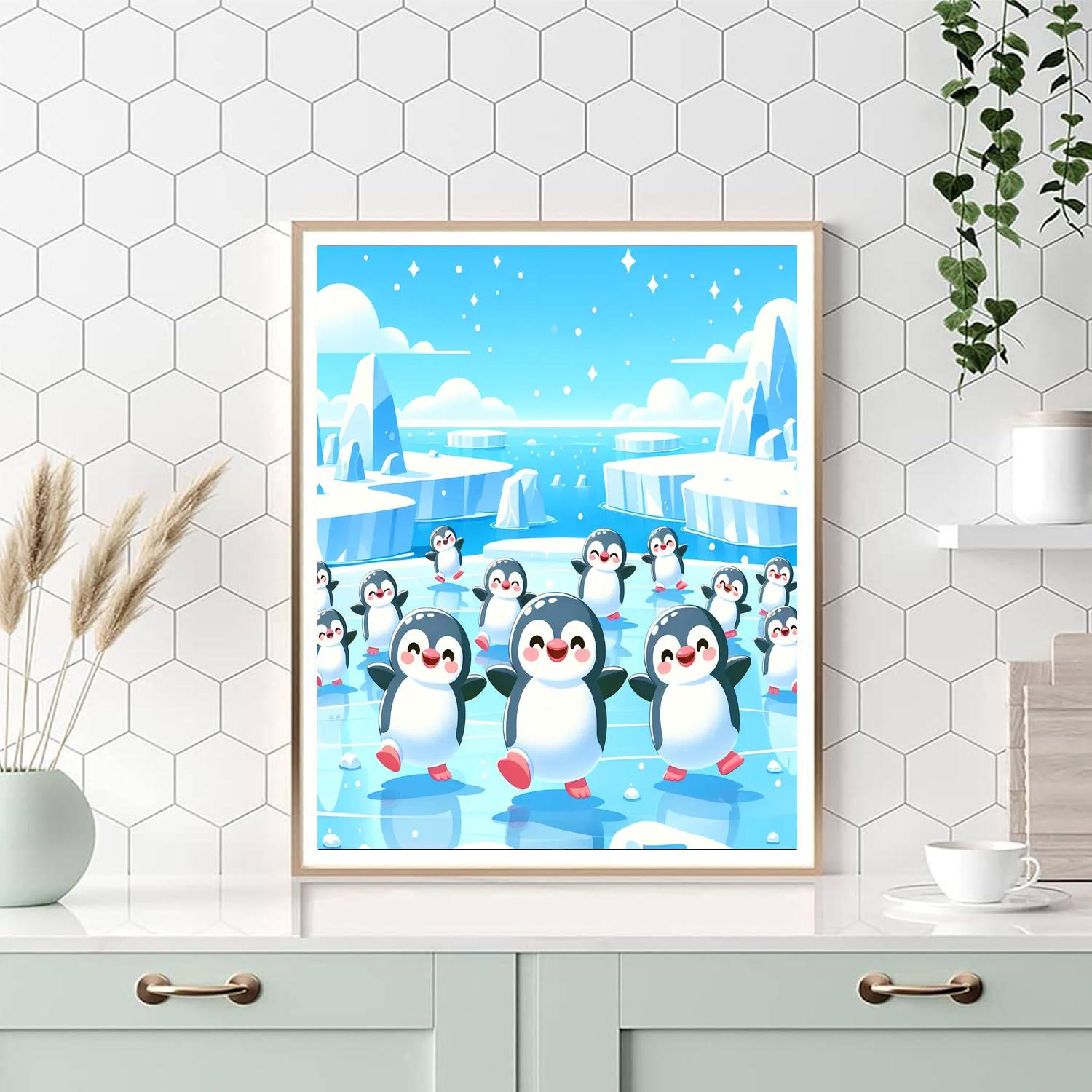 Peppy Penguins' Ice Dance Painting Number Kit