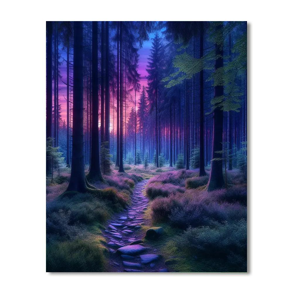 Forest Path At Twilight Numbered Painting Kits