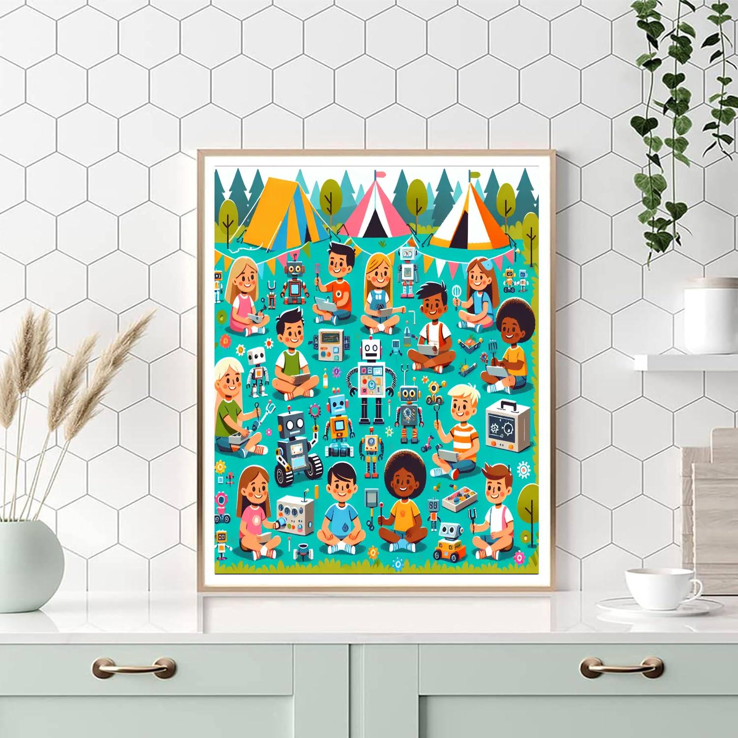 Robot Adventure Camp Number Painting