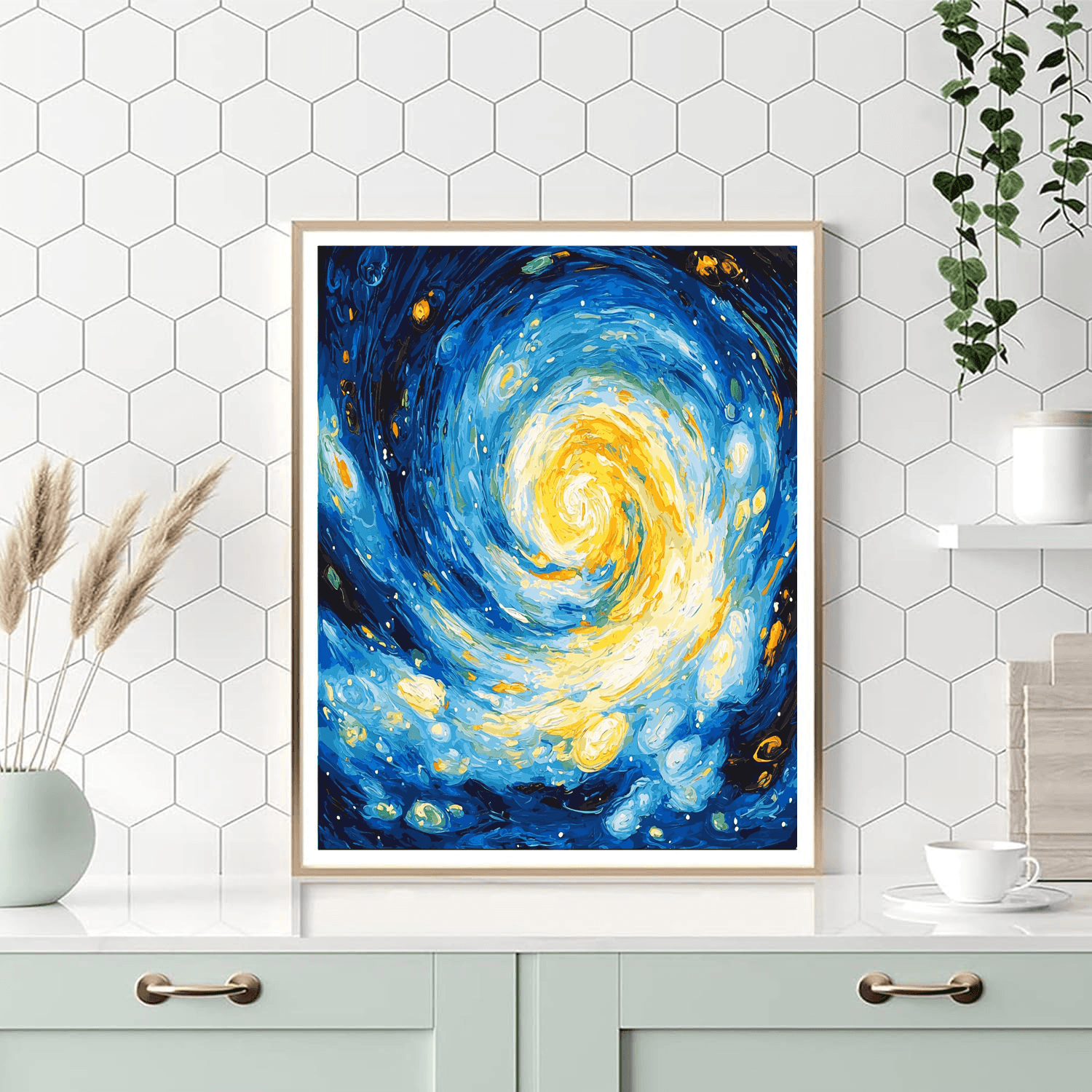 Vincent Van Gogh Inspired Starry Cosmic Whirl  Paint By Color