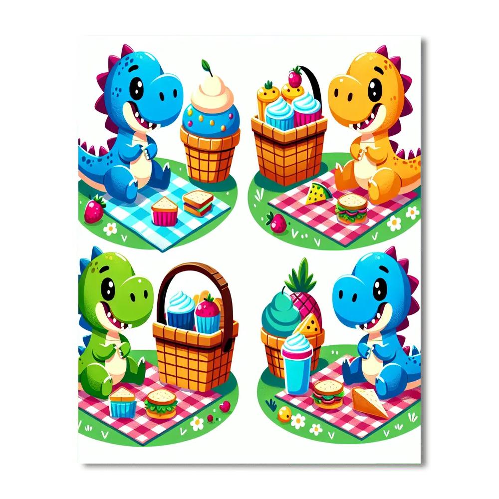 Dinosaurs' Picnic Painting Number Kit
