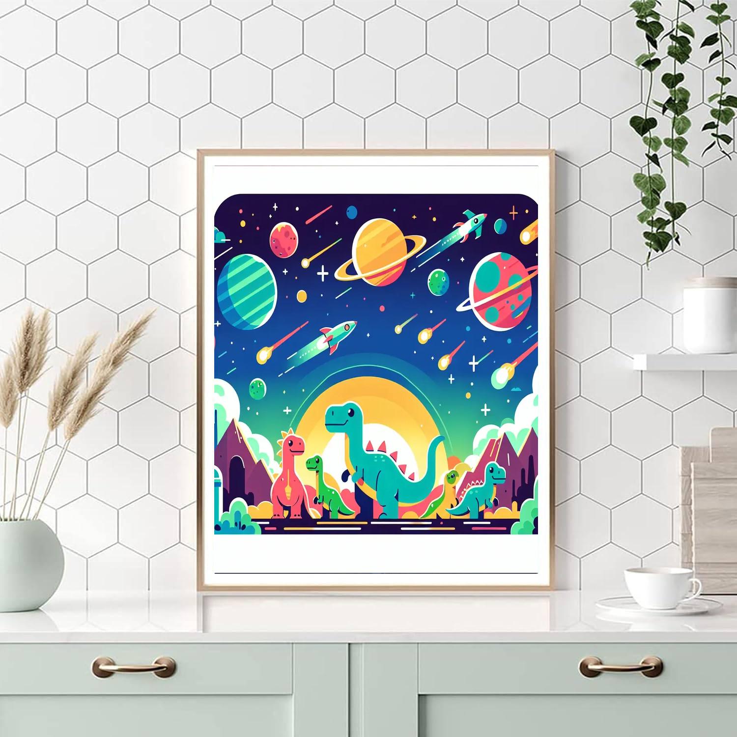 Galactic Dinosaur Quest Numbered Painting Kits