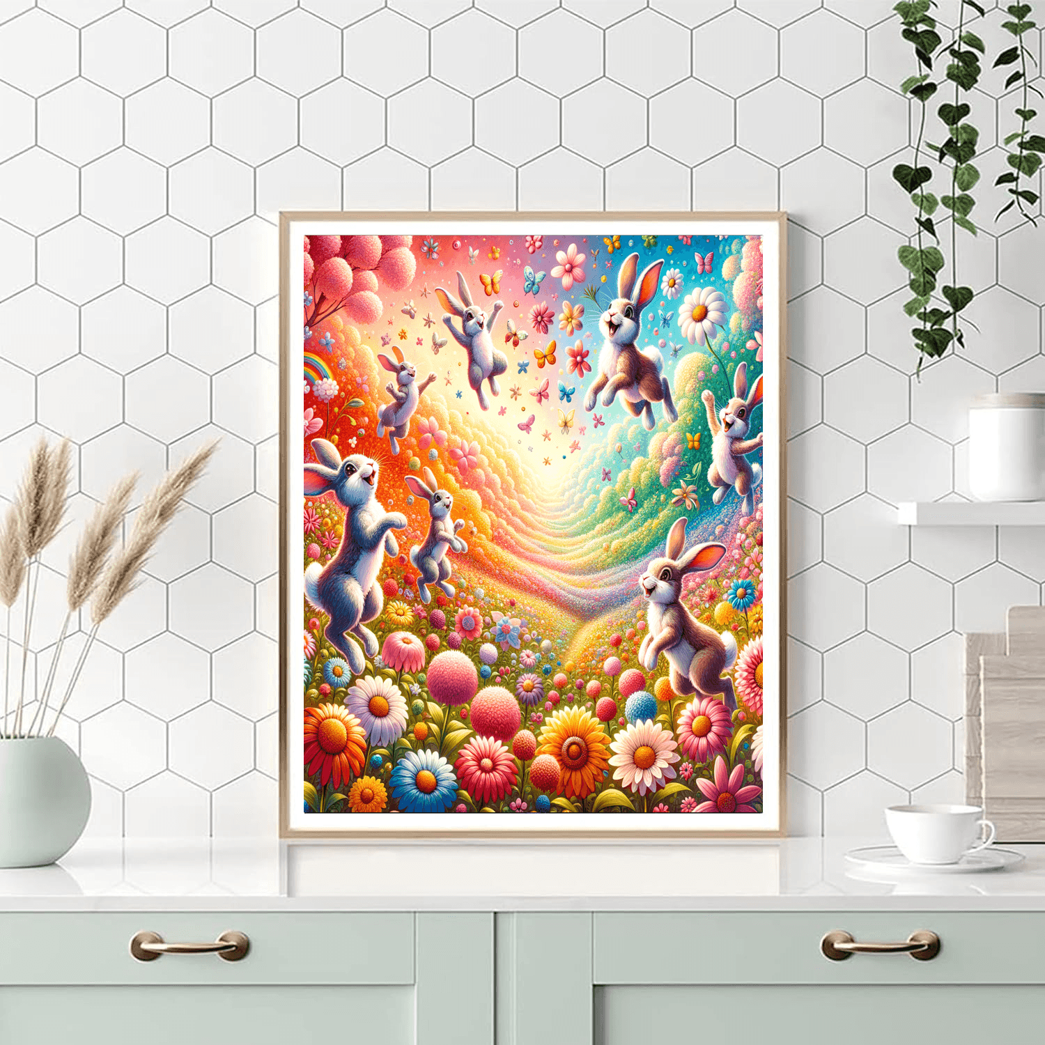 Frolicking Bunnies DIY Paint By Numbers