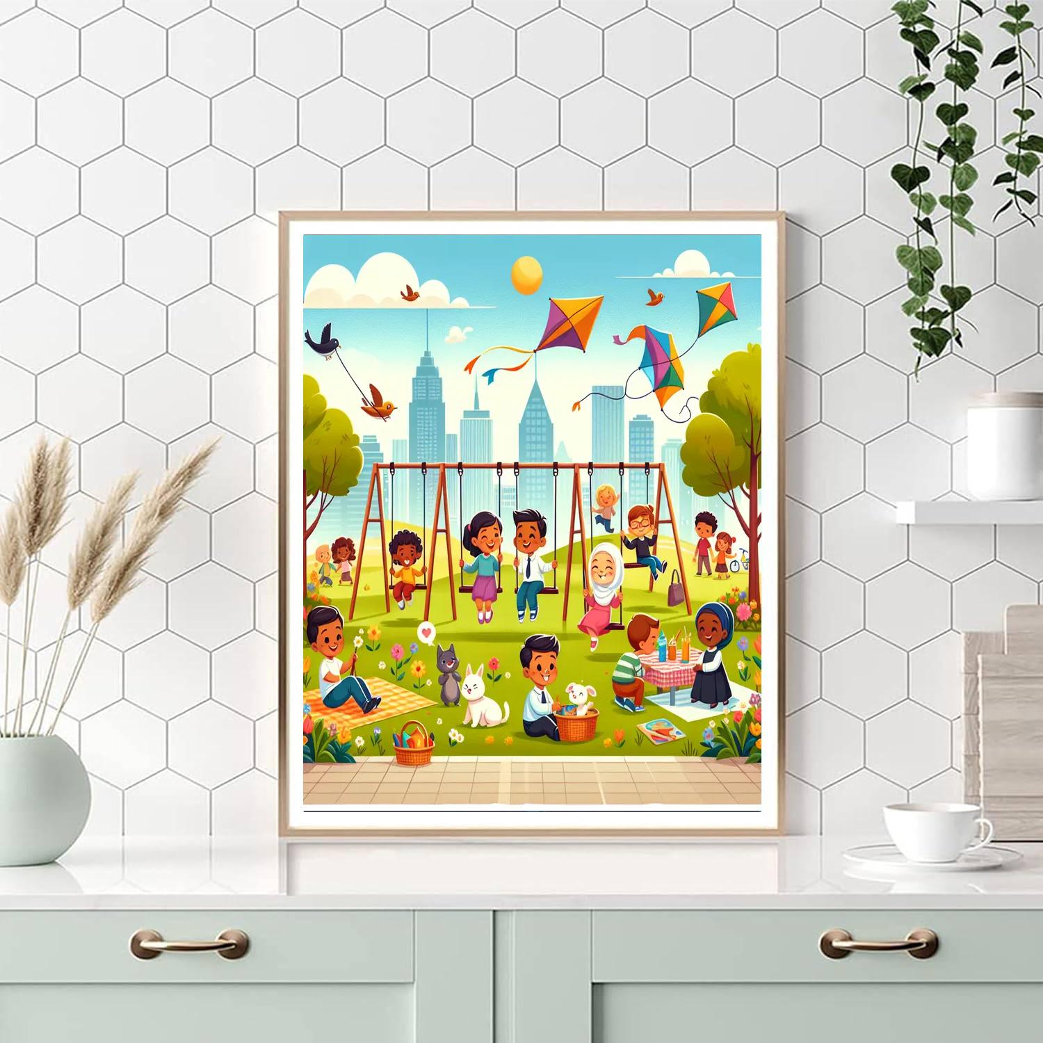 Joyful City Park Day Number Painting