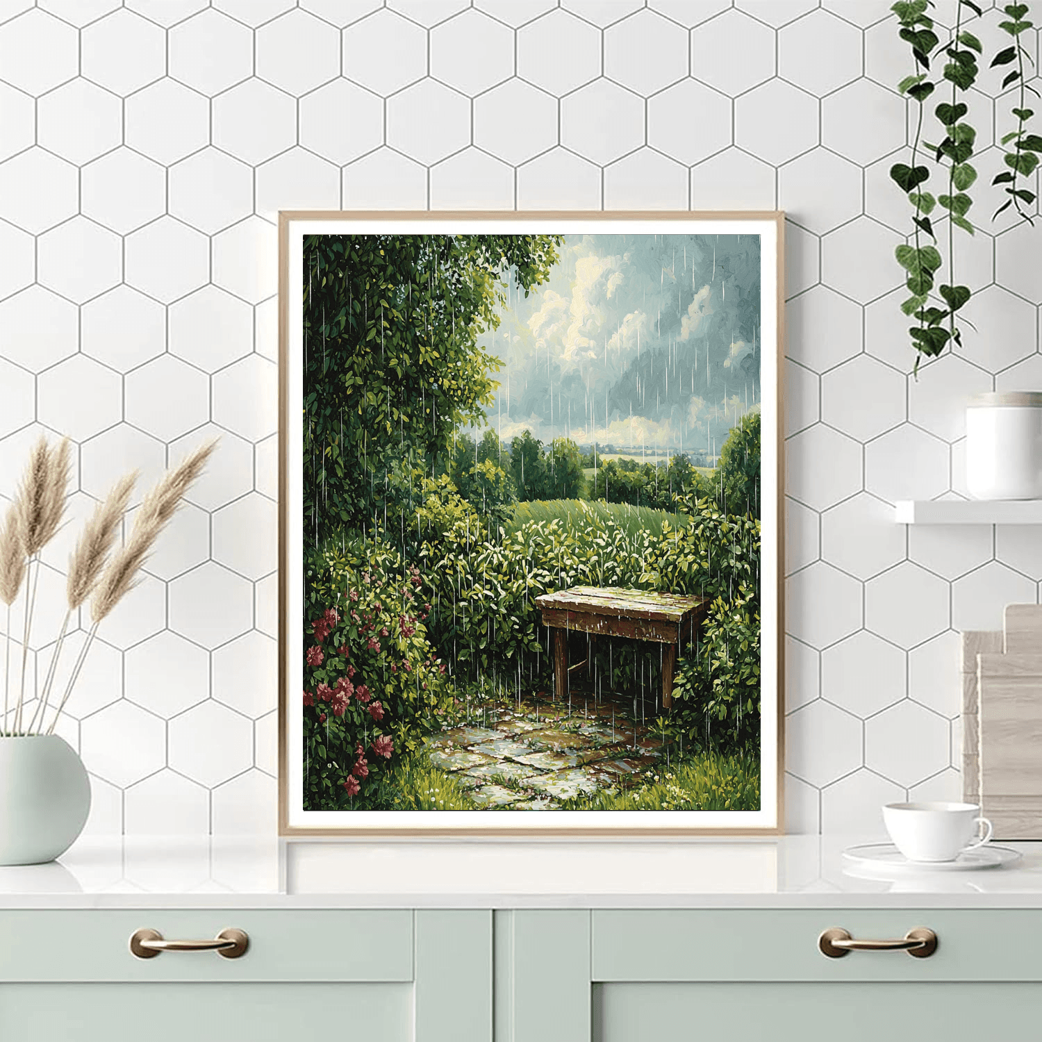 John Constable Inspired Garden Under Rain  Paint By Color