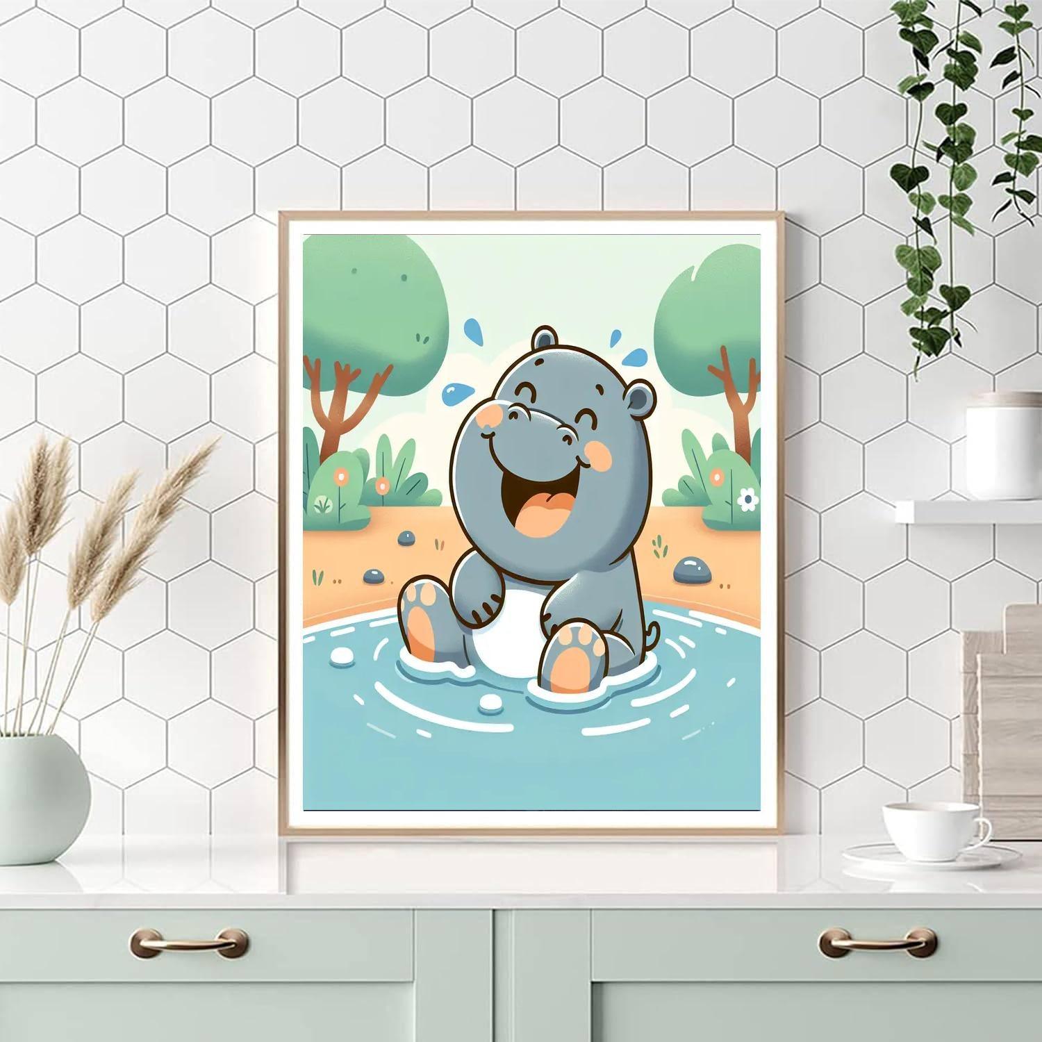 Funny Hippo Paint By Numbers Kits