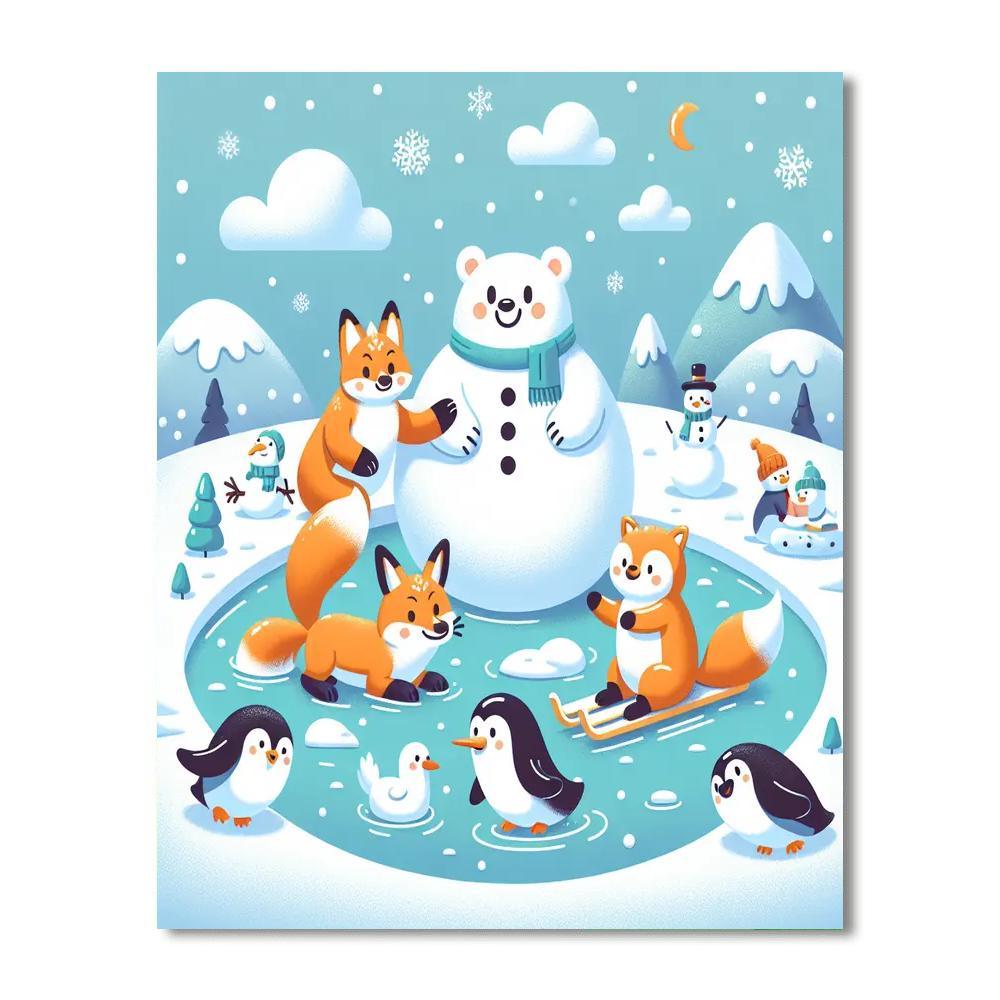 Magical Winter Friends Paint By Numbers Art