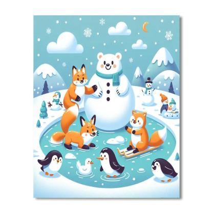 Magical Winter Friends Paint By Numbers Art