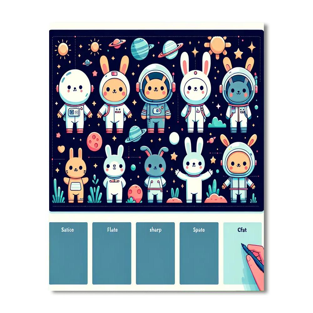 Cosmic Cuddly Critters Paint By Numbers Art