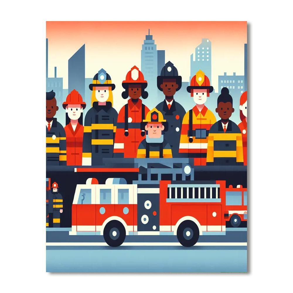 Firefighter Hero Rescue Numbered Painting Kits