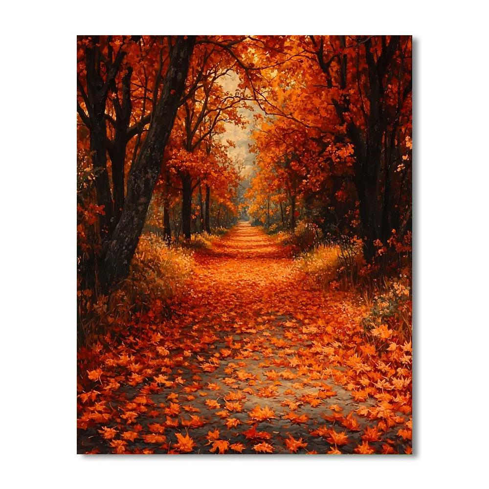 Thomas Cole Inspired Mystical Autumn Pathway  Number Painting