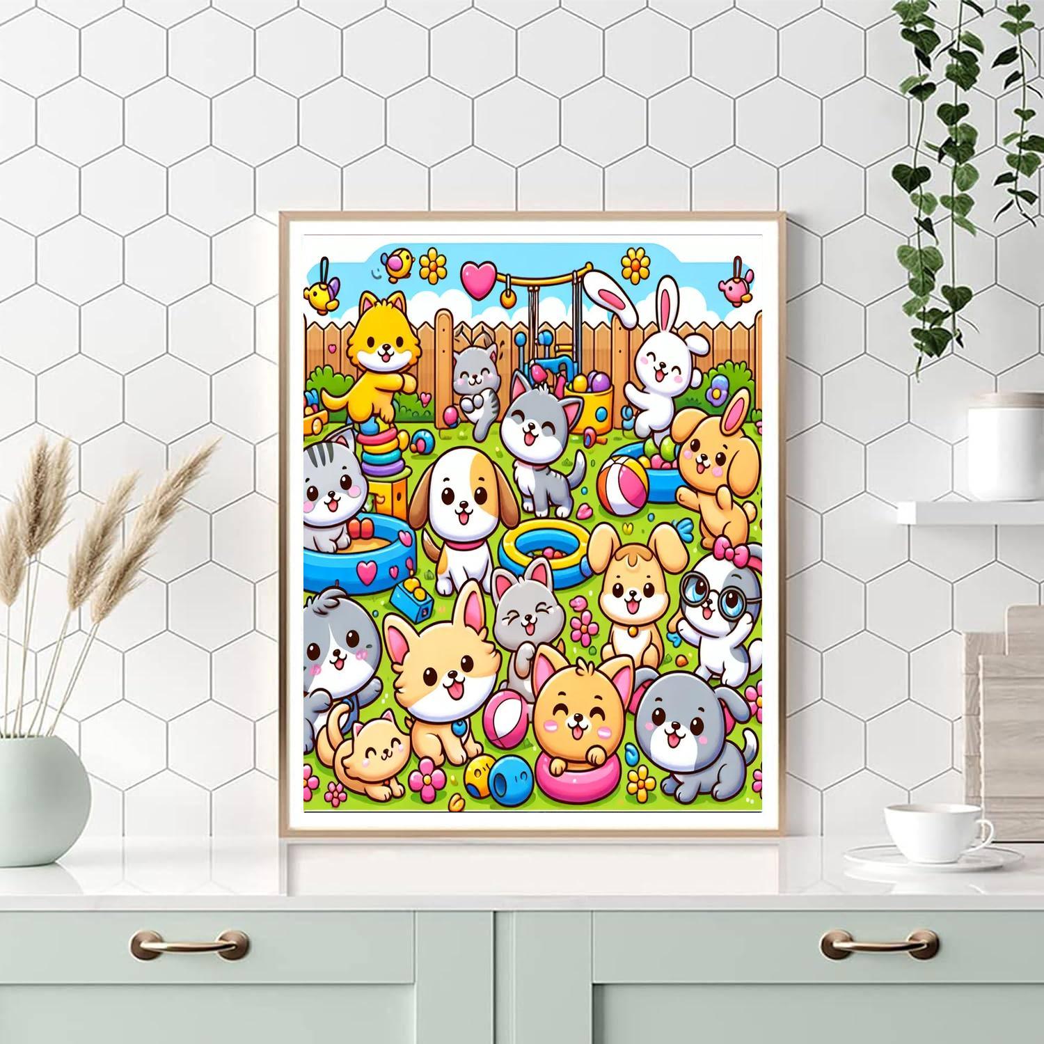 Colorful Pet Playground Paint By Color