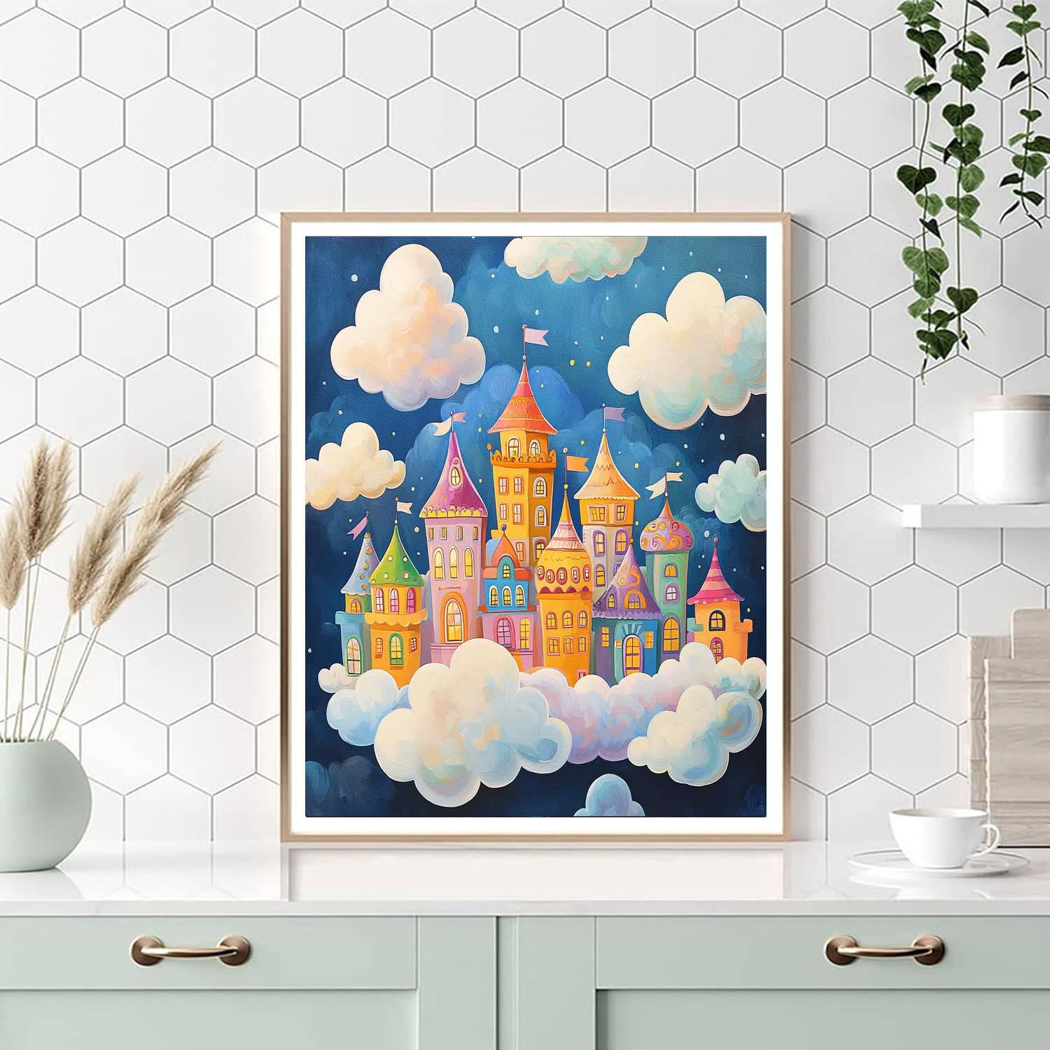 Dr. Seuss Inspired Floating City Dreams  Number Painting