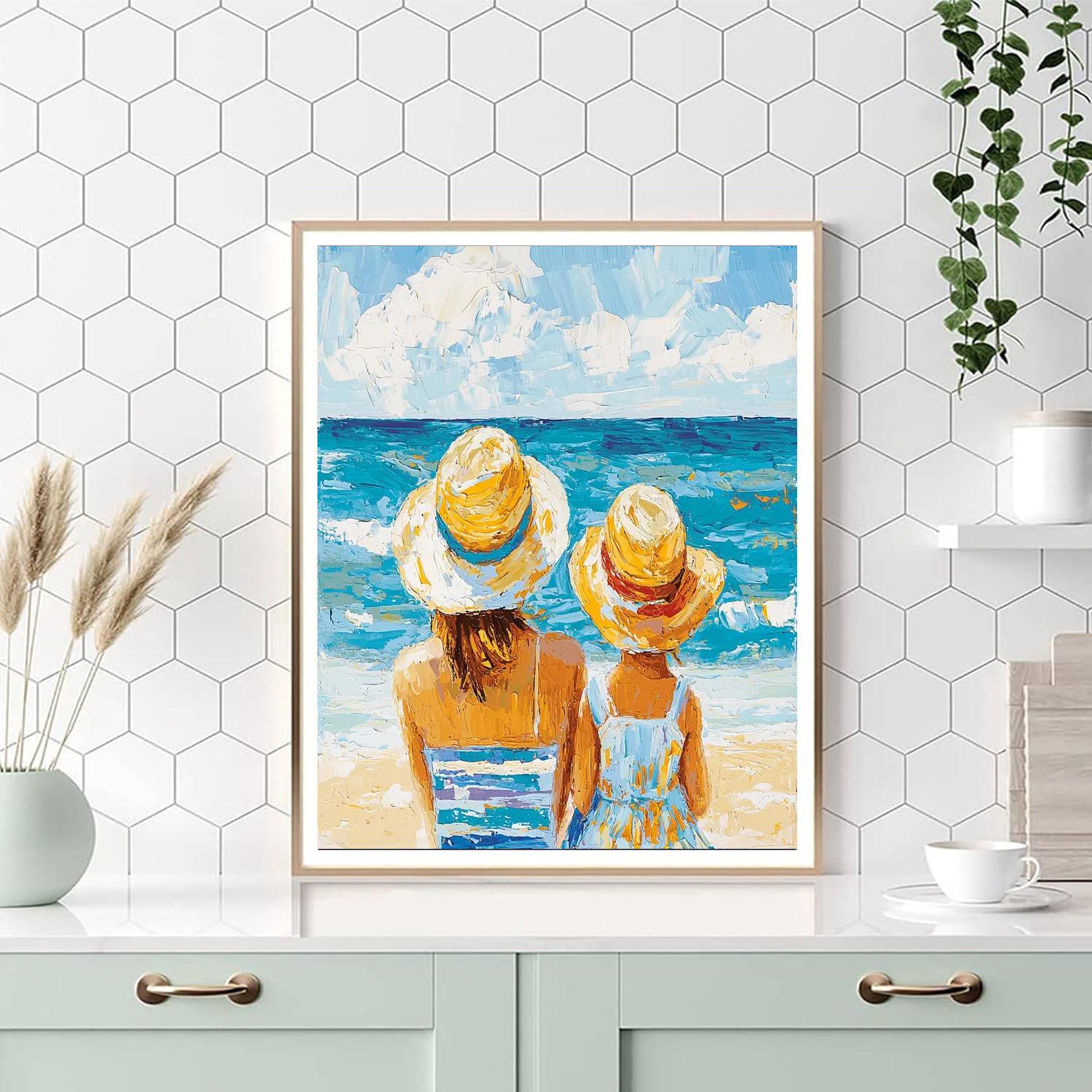 Joyful Footsteps In The Sand Painting By Numbers Kit