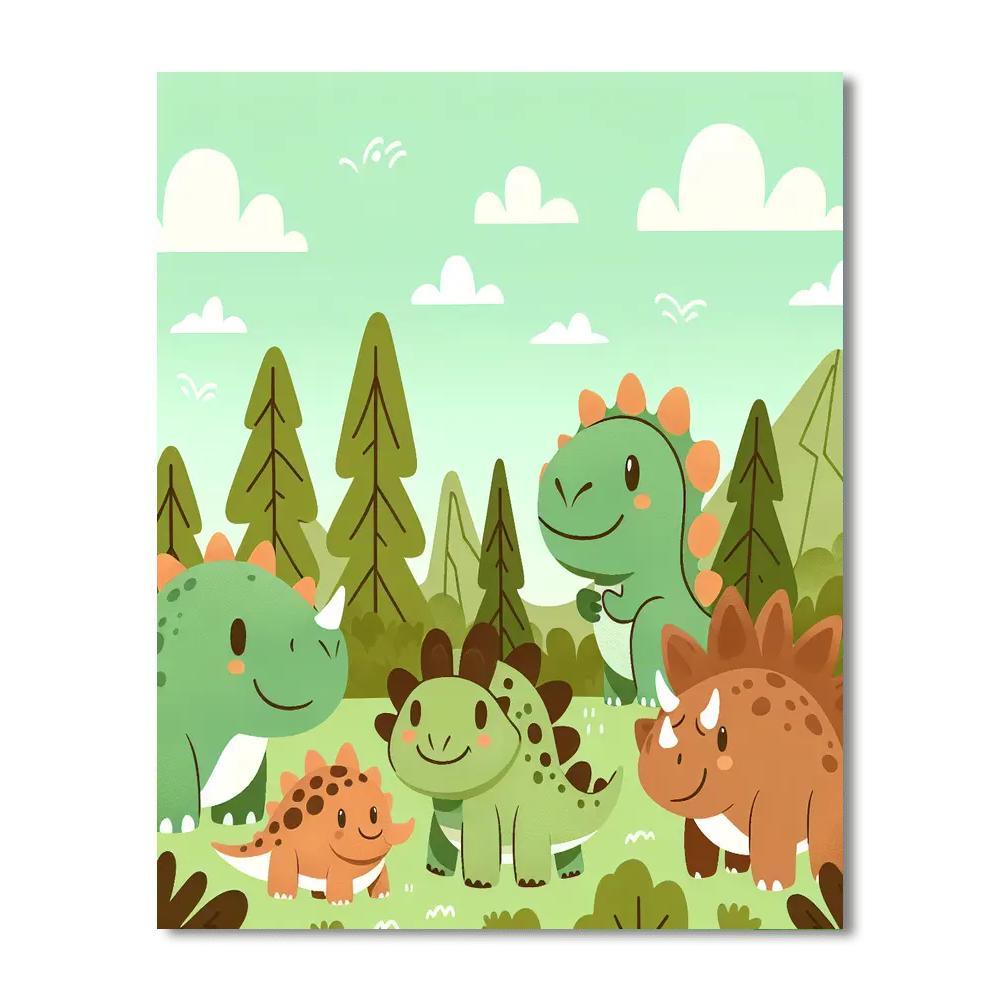 Friendly Dinosaur Expedition Paint By Color