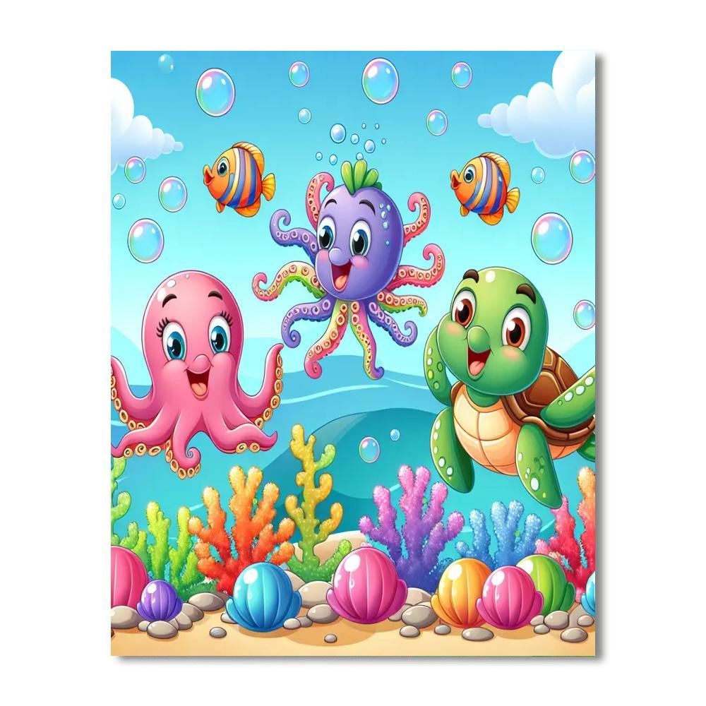 Whimsical Sea Creatures Number Painting