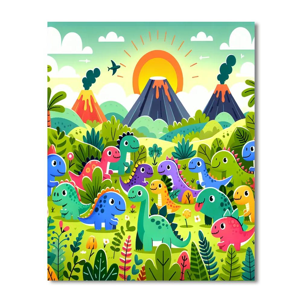 Enchanted Dinosaur Land Painting Number Kit