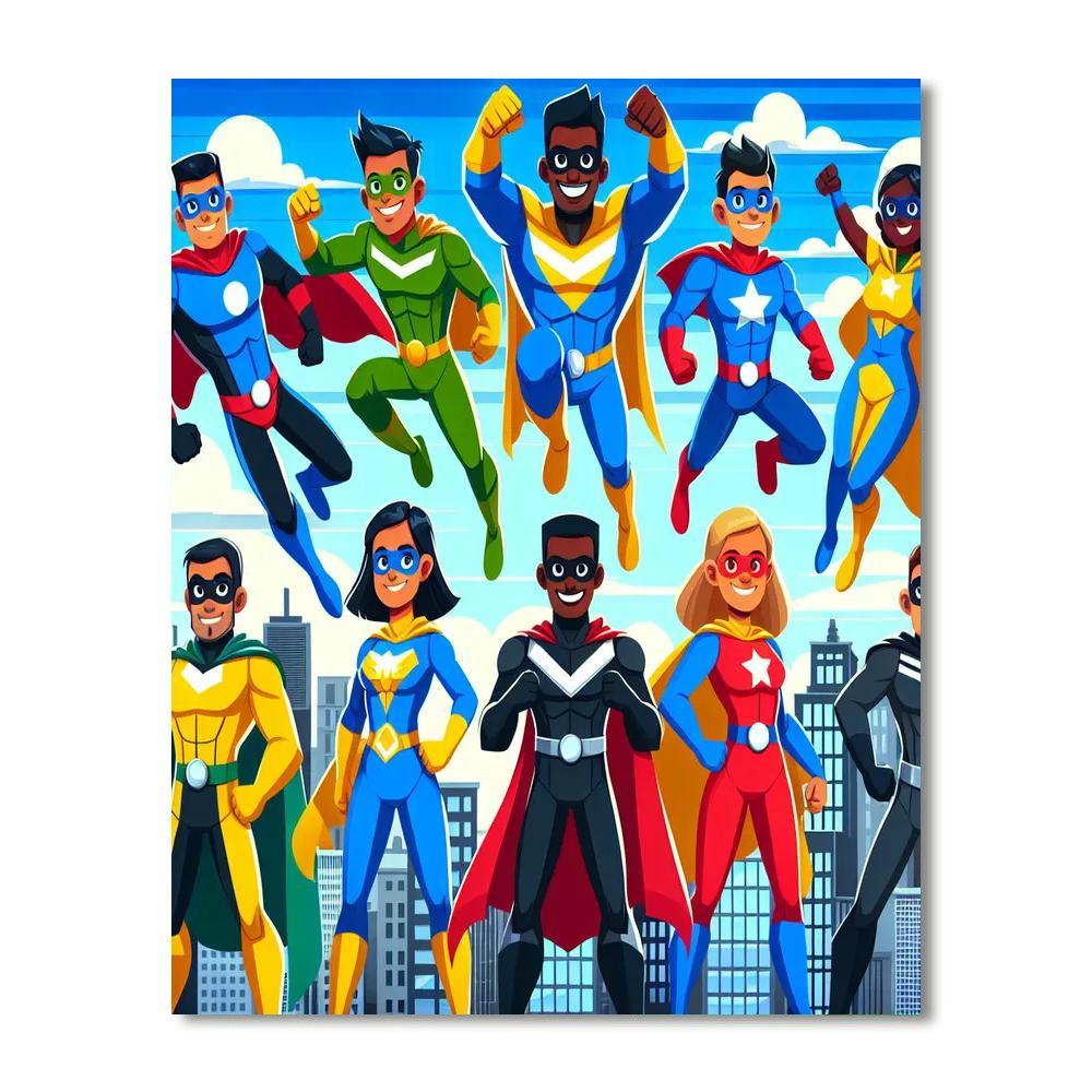 Adventurous Superhero Team Paint By Number