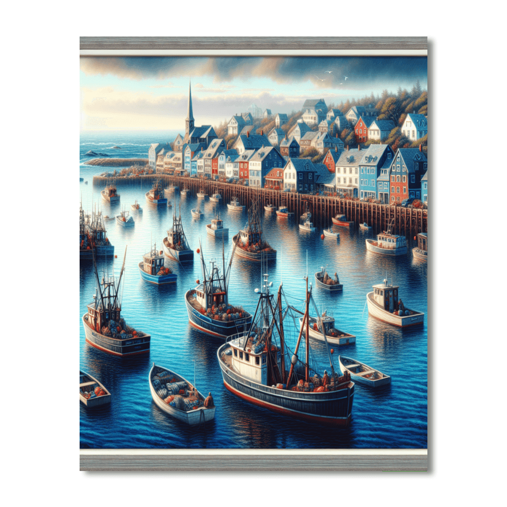 Quaint Harbor Town Paint By Numbers