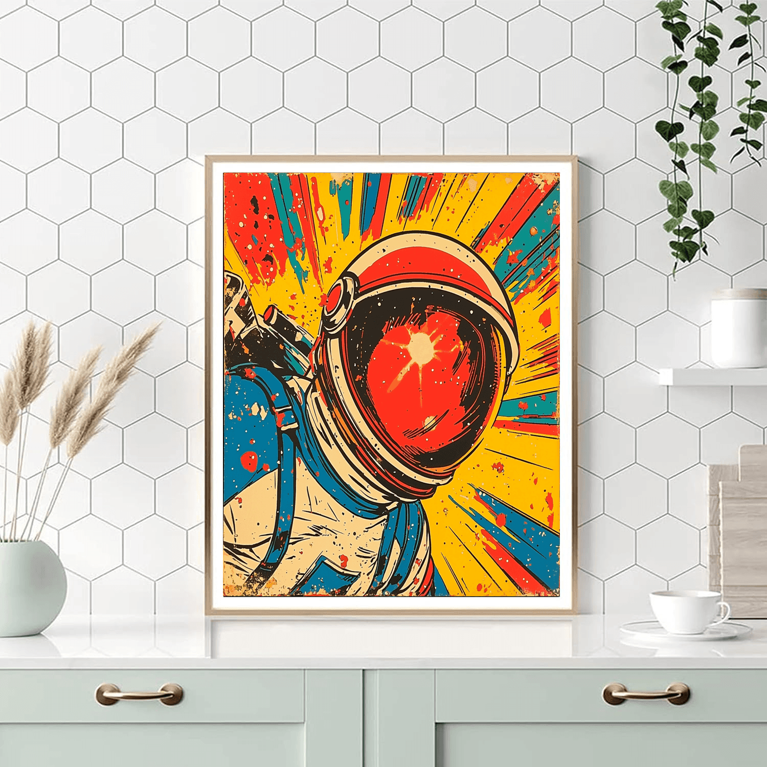 Roy Lichtenstein Inspired Lichtenstein's Astronaut Adventure  Paint By Numbers Art