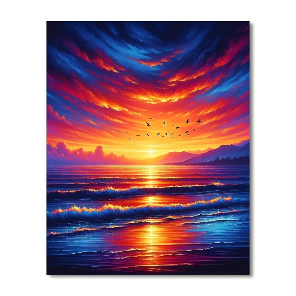 Radiant Sunset Over The Sea Paint By Numbers Art
