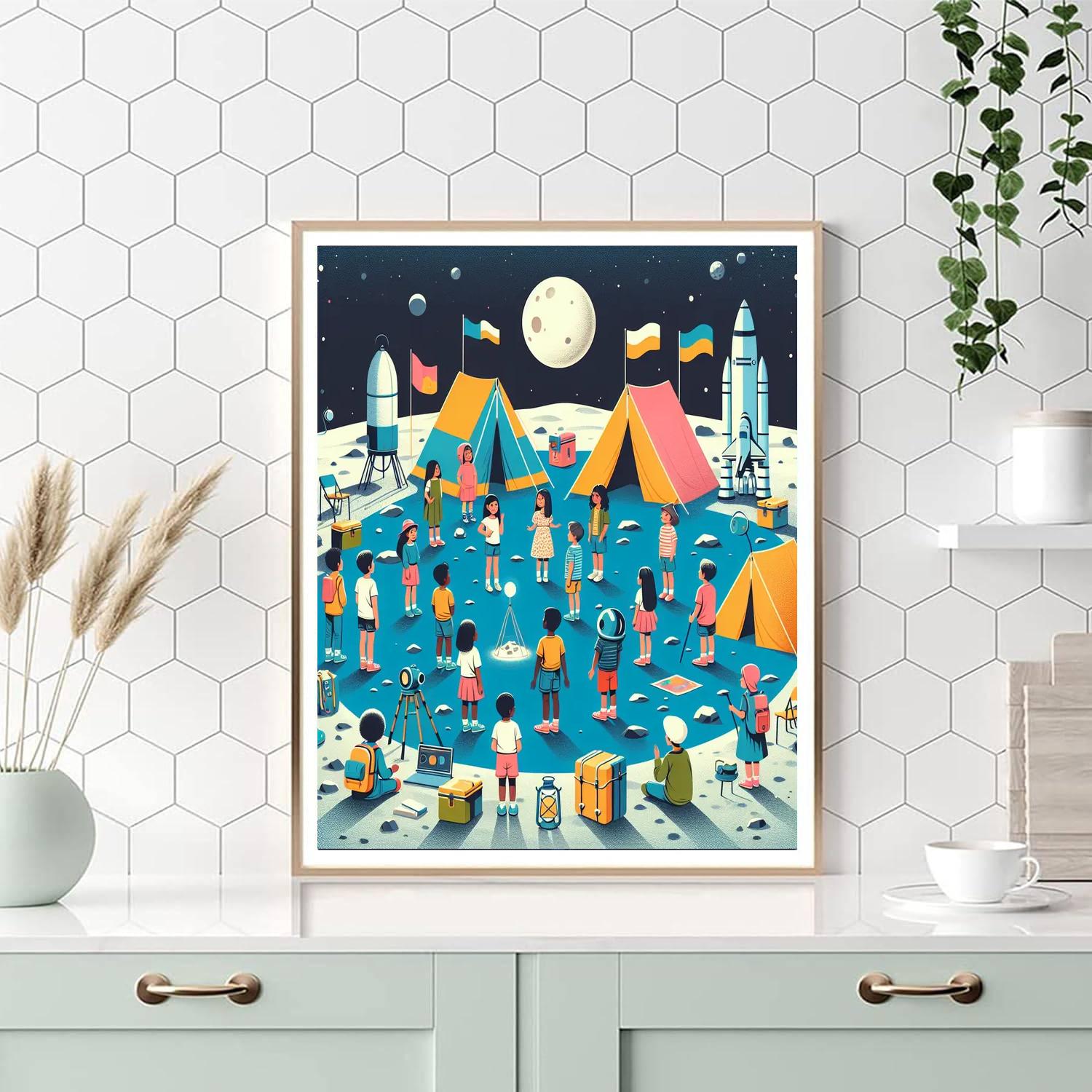 Lunar Exploration Camp Number Painting