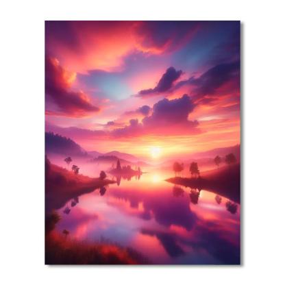 Tranquil Sunset Reflection Paint By Number