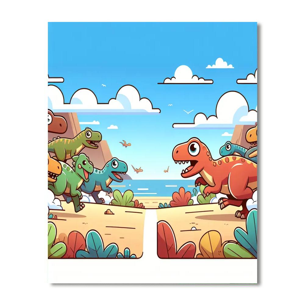 Adventurous Dino Race Painting By Numbers Kit