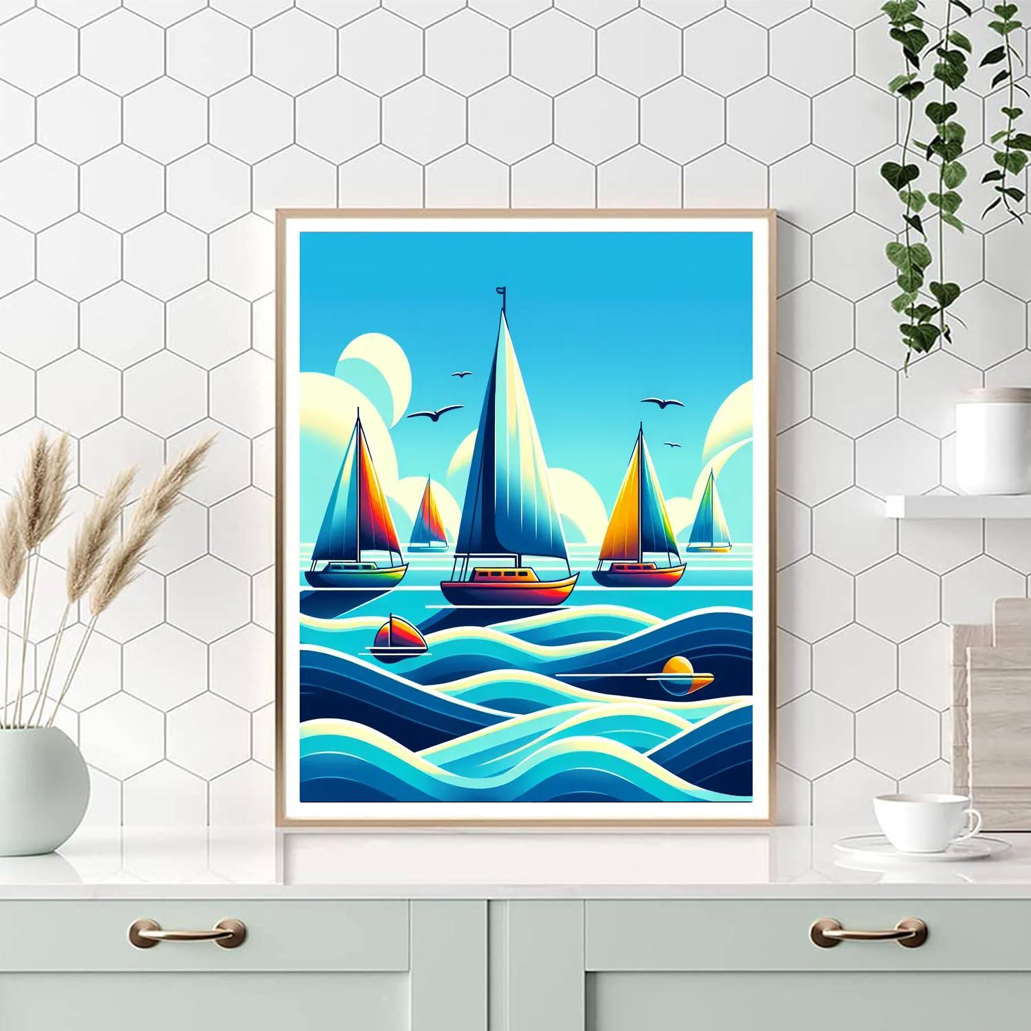 Ocean Adventure With Sailboats Paint By Number