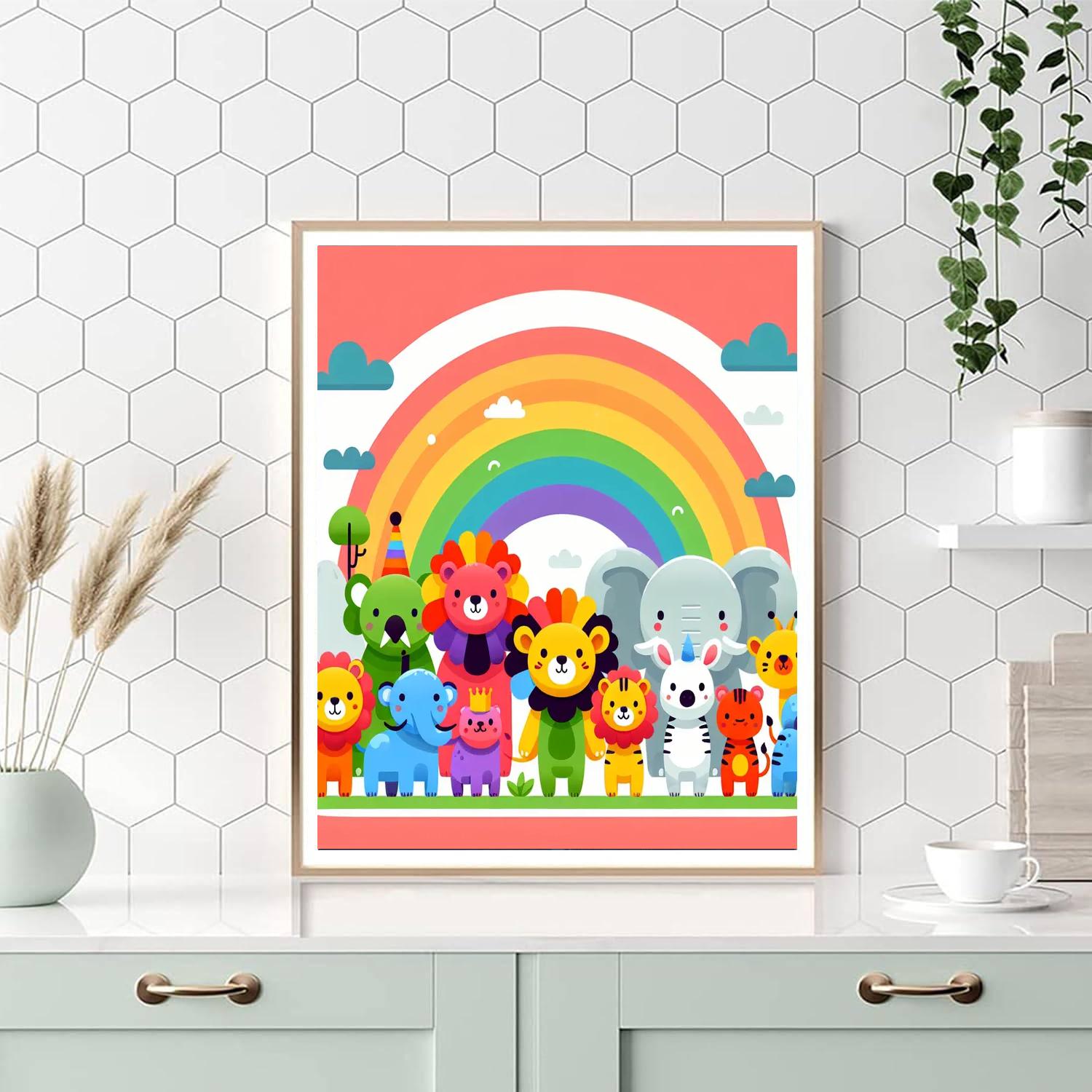 Rainbow Animal Kingdom DIY Paint By Numbers