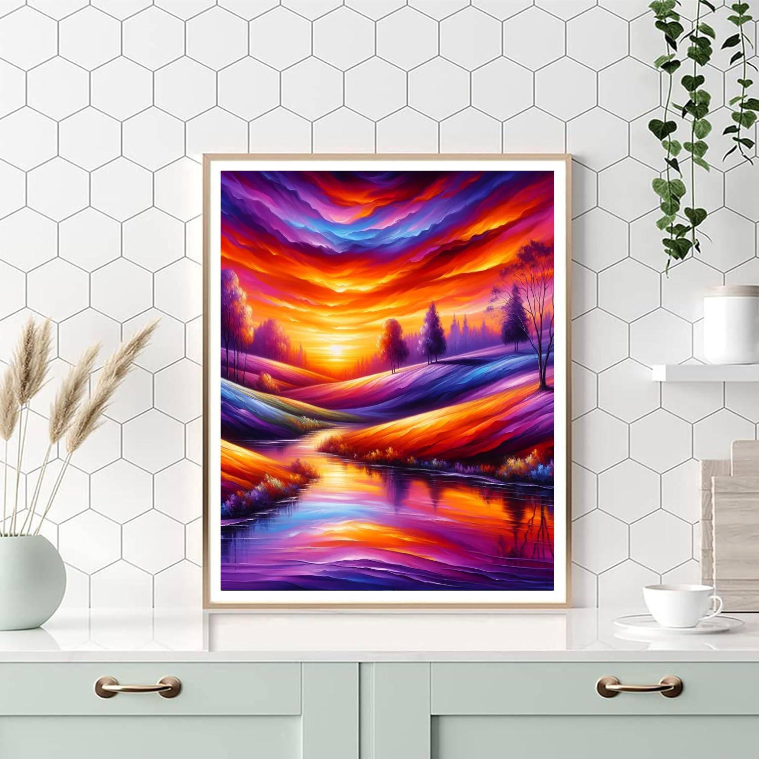 Fiery Sunset Illumination Painting Number Kit