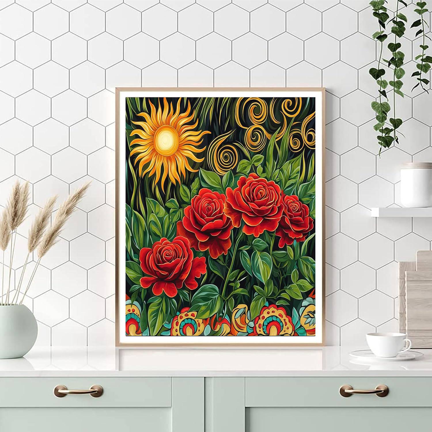 Frida Kahlo Inspired Serenade Of Sunlit Blooms  Numbered Painting Kits