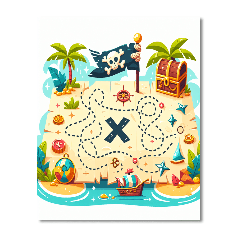 Pirate Treasure Map Numbered Painting Kits